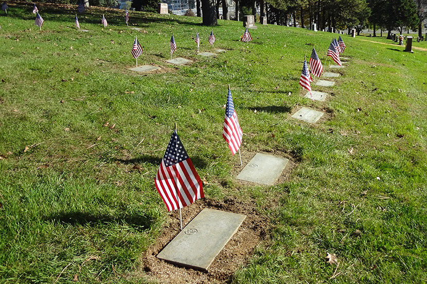 Flags on veteran graves