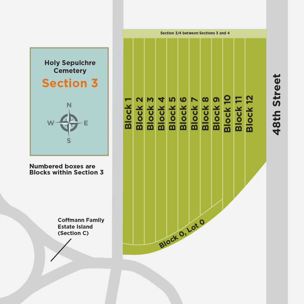 Holy Sepulchre Cemetery Philadelphia Map   Section 3 