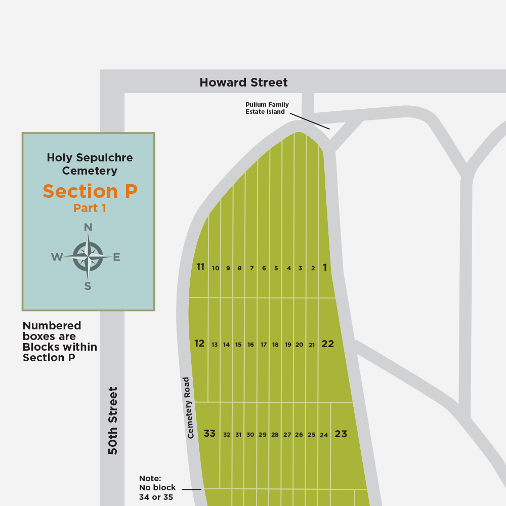 Holy Sepulchre Cemetery Map Catholic Cemeteries Omaha   Section P 1 